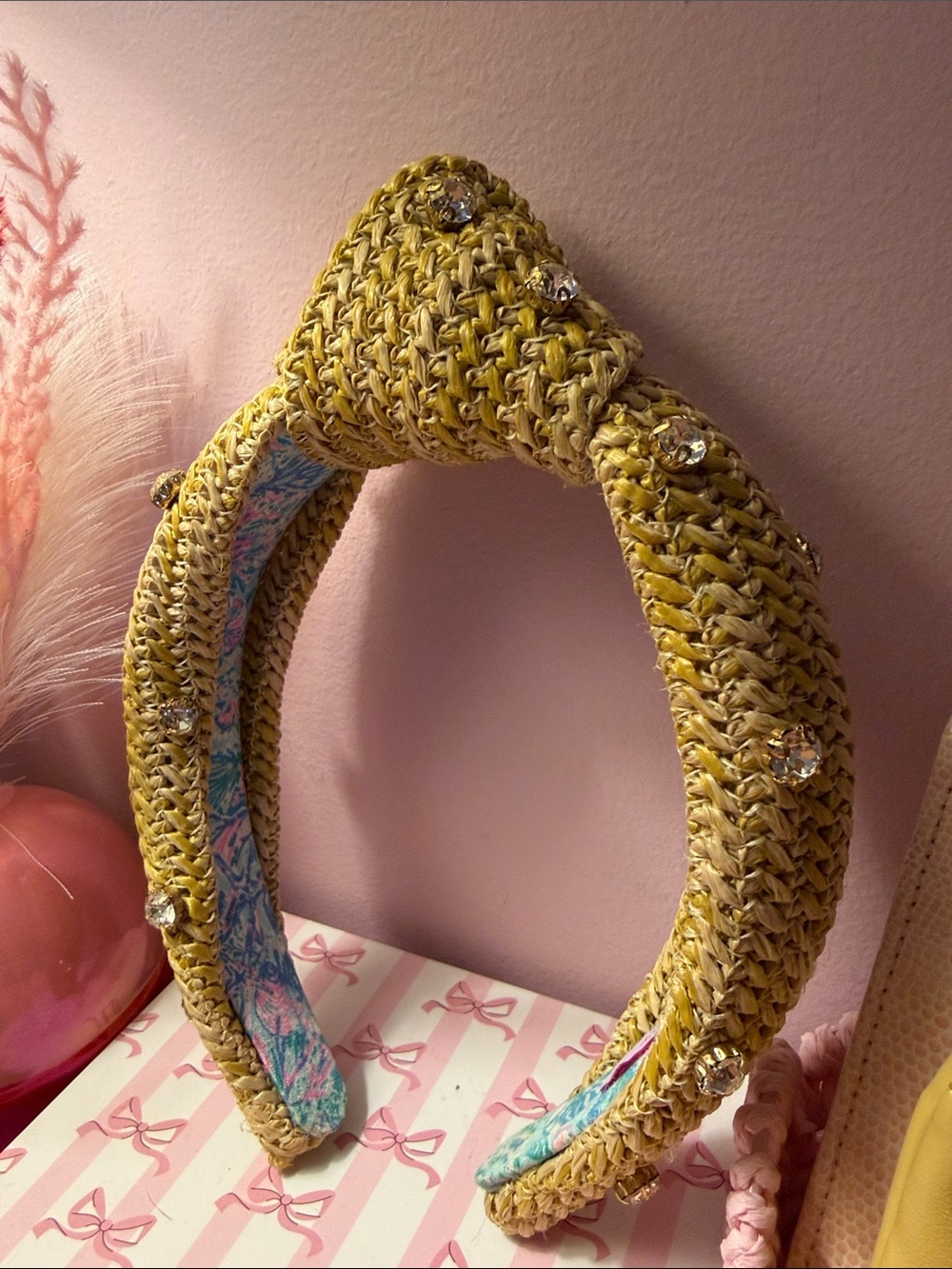 Lily Pulitzer Embellished Natural Woven Knot Headband